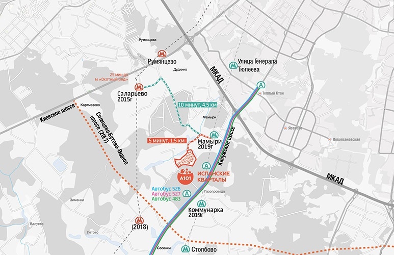 Саларьево на карте москвы. Испанские кварталы а101 на карте Москвы. Схема метро Саларьево Коммунарка. Метро Коммунарка на карте. Испанские кварталы метро.